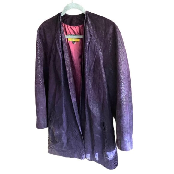Vintage 80s Danier purple leather jacket coat - Picture 11 of 14